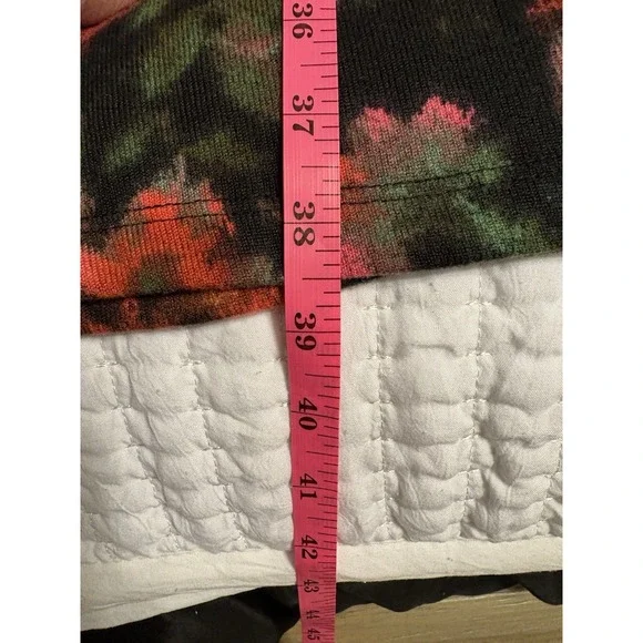 Nina Leonard Dolce Knit Duster/Cardigan, Black And Multicolor Floral Print, L - Picture 7 of 9